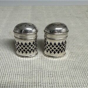 EPNS Electroplated Nickel Silver England Mini Shakers Cobalt Blue Glass